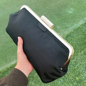 BCBGMAXAZRIA Black Clutch with Gold Closure